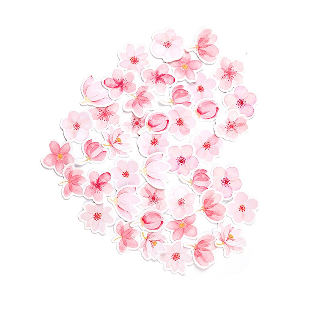 45pcs Cherry Blossom Stickers Vibrant Colors Sakura Scrapbook Stickers Strong Adhesive Flower