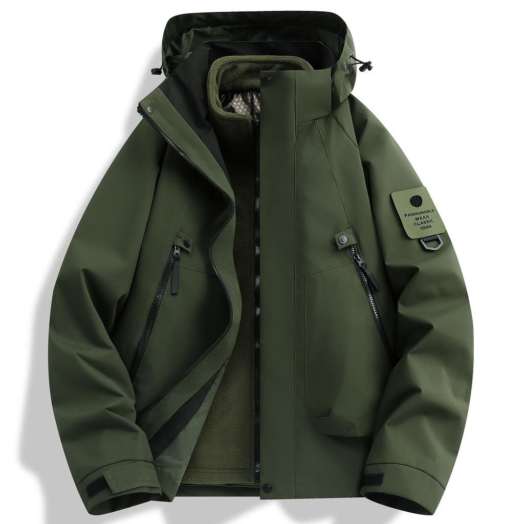 Couple Large Size Three-in-One Shock Clothes Men's Jacket Windproof Jacket Large Size Removable Two-Piece Clothes