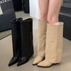 Fashion Women Chunky High Boots Pointed Toe Shoes Sexy Lady Dress Gladiator Autumn New 2024 Trend Retro Fad Woman Boots Goth Botas Mujer
