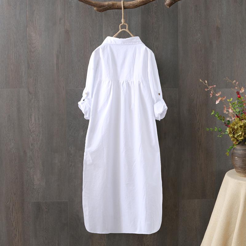 Korean Style Cotton Embroidered Long Sleeve Casual Shirt for Women