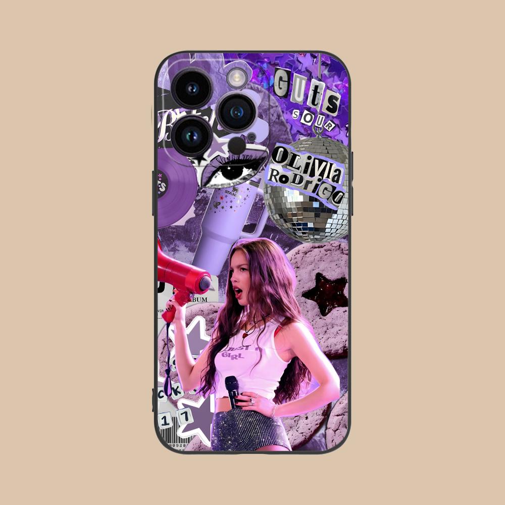 Mobile Olivia Phone Case for iPhone 16 15 14 13 12 11 X XR XS 8 7 Pro Max Plus Mini Black Cellphones Cover Smartphone