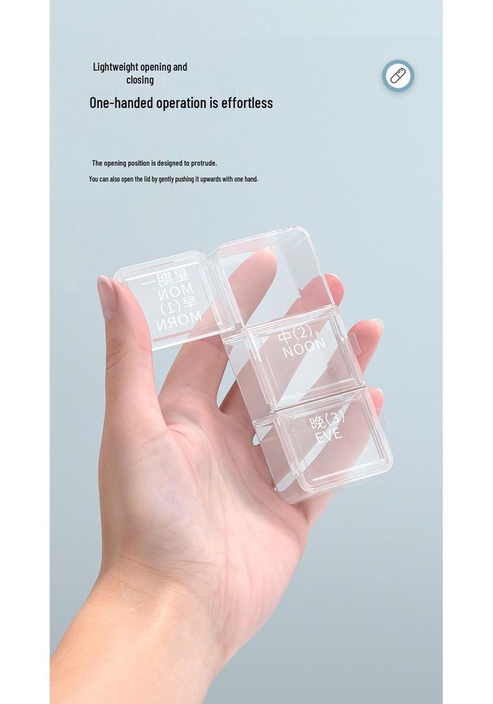 Double-Layer Portable Pill Box for Morning, Noon, Evening - Large Capacity, Lid, One-Week Organizer, Perfect for Travel and Business Trips.