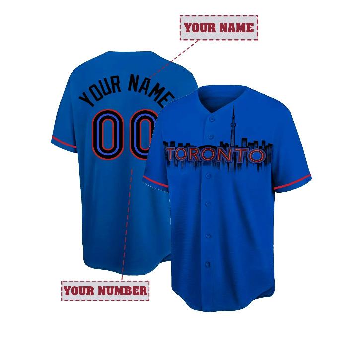 Maglia da Baseball da Uomo Ricamata Personalizzata con Nome e Numero Toronto Nero Scollo a V Manica Corta Personalizzata Bottoni Camicie Fai da Te