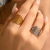 Stainless Steel Geometric Multi-Row Open Ring for Index Finger