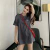 Korean Oversized Long T Shirt Dress Women Summer O Neck Short Sleeve Print Basic Milk Silk Casual Loose Tops 4 Colors