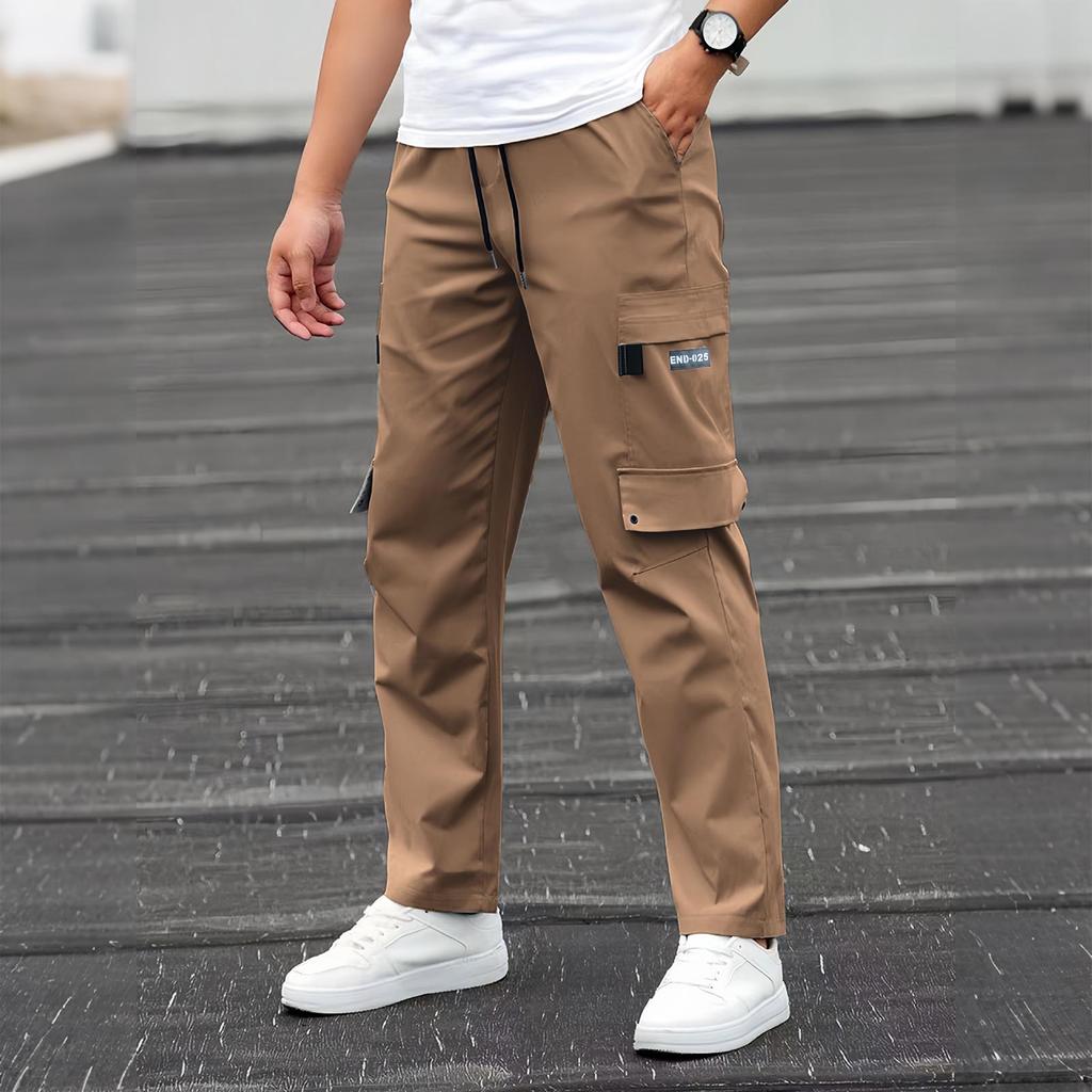 Men's Casual Straight Leg Cargo Sweatpants with Multiple Pockets