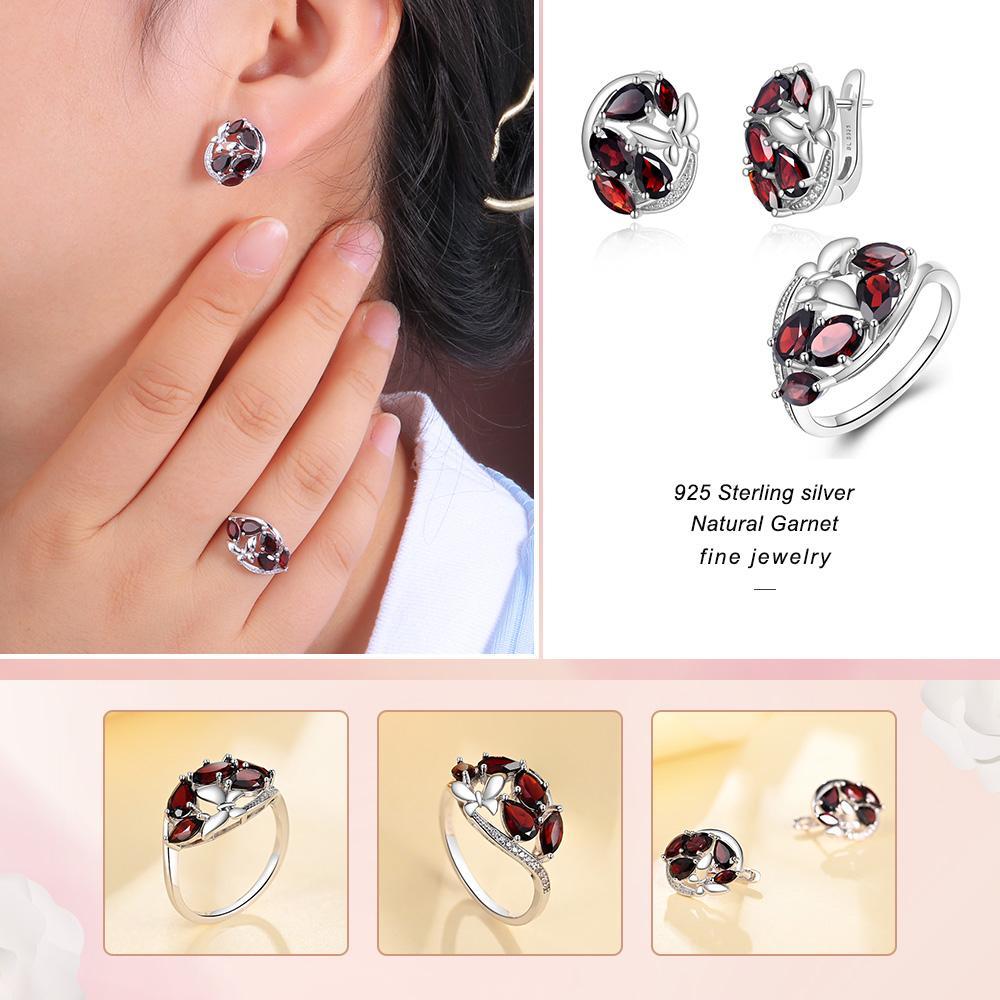 Orecchini a farfalla in argento sterling 925 con rubino naturale e