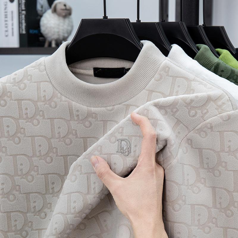 Men's Winter Thick Jacquard Double-Sided Coral Fleece Sweatshirt