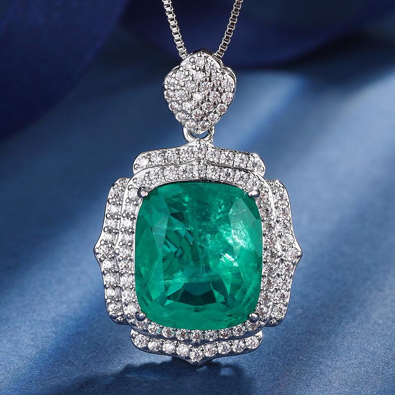 Jewelry Copper Bottom Gold-Plated Imitation Grandmother Green Light Luxury Set Pendant 1 Ring 4 * 16 Earrings 12 * 14