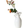 Vase with Attitude, White Ceramic Small Neck Vases, Novel and Lovely Unique Shape Vase, 7inch Modern Home Decoration Vases, Can Be Used As A