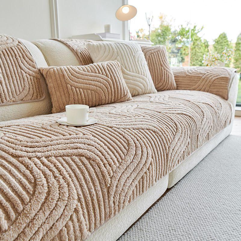 1pc Contemporary Thick Plush Non-Slip Sofa Cover Ideal for Bedroom Office Living Room Home Decor, Fits Single, Double, Triple, and Quad Sofas