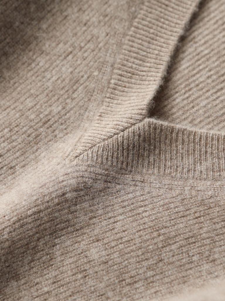 Women's V-Neck Wool Sweater Dress, Loose Fit, Slit Design, Over-the-Knee Length, Large Size, Plain Pullover, Inner Layer Long Skirt