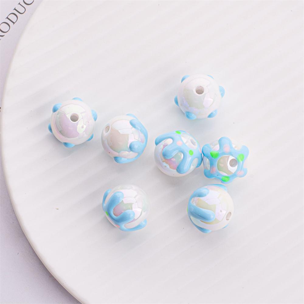 SW18 16mm Cute Creativity Cake Beads Illusion Flower Colored Round Bead Handmade Beaded Mobile Phone Chain Material Bracelet