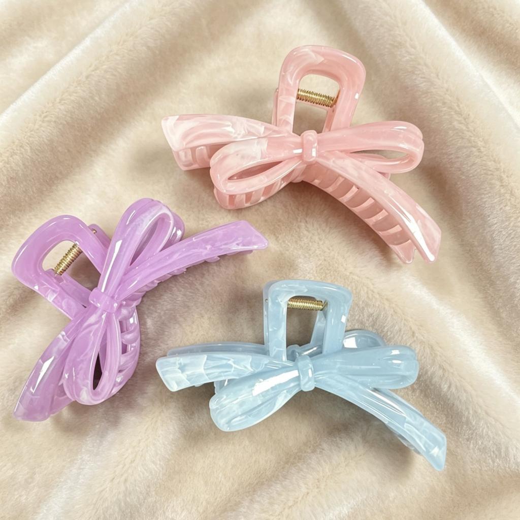 Korean Simple Bow Grab Clip, High-End Large Shark Clip, Simple Hair Accessories, Temperament Hairpin, New Model.