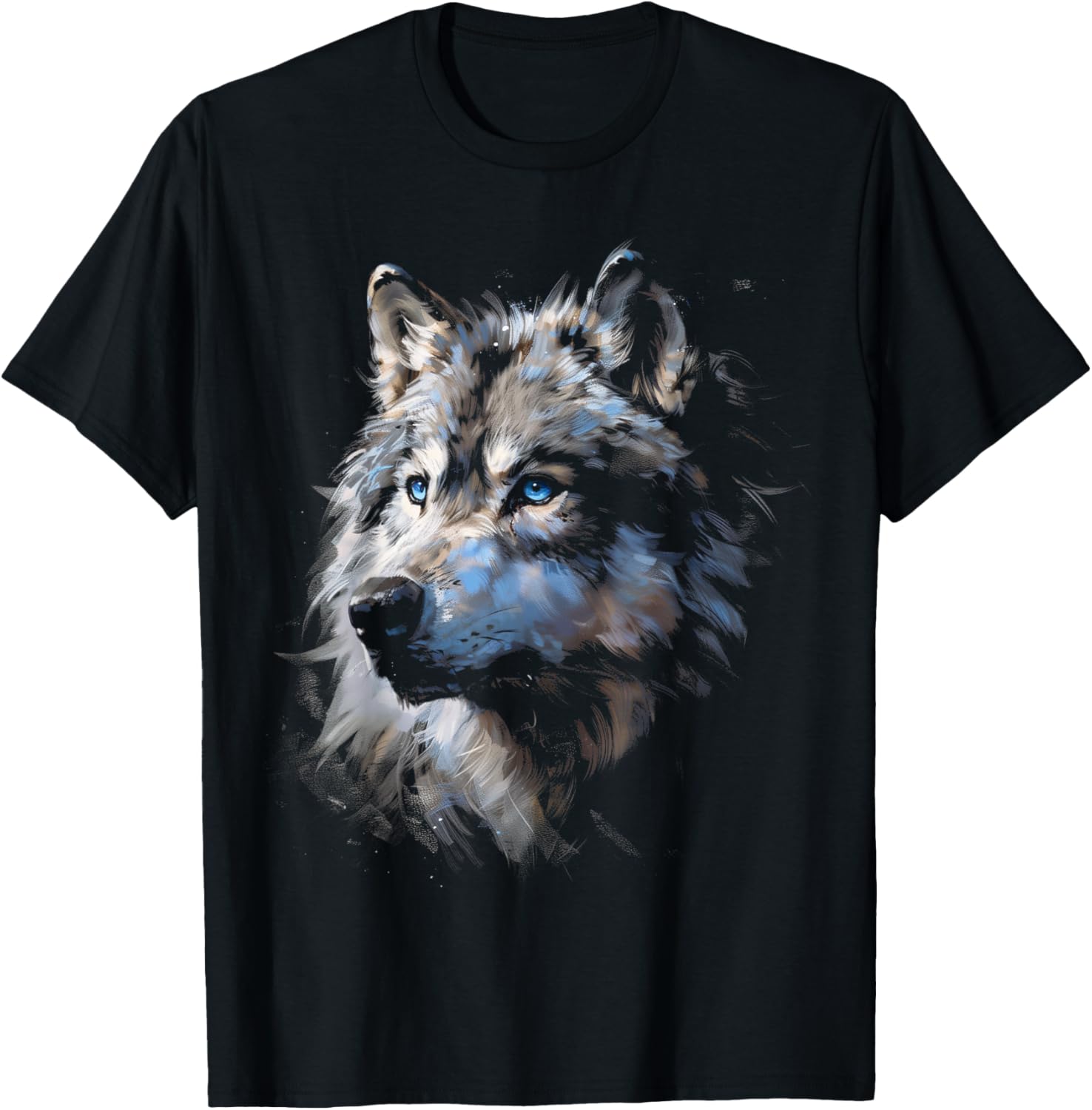 

Wolf Blue Eyes Fantasy Art Graphic TShirt Casual Short Sleeve Cotton Tee - Men s Summer Cotton Graphic Tee S разноцветный