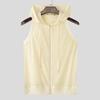 INCERUN Men Summer Sleeveless Zipper Back Mesh Patchwork Fitted Hooded Tank Tops 