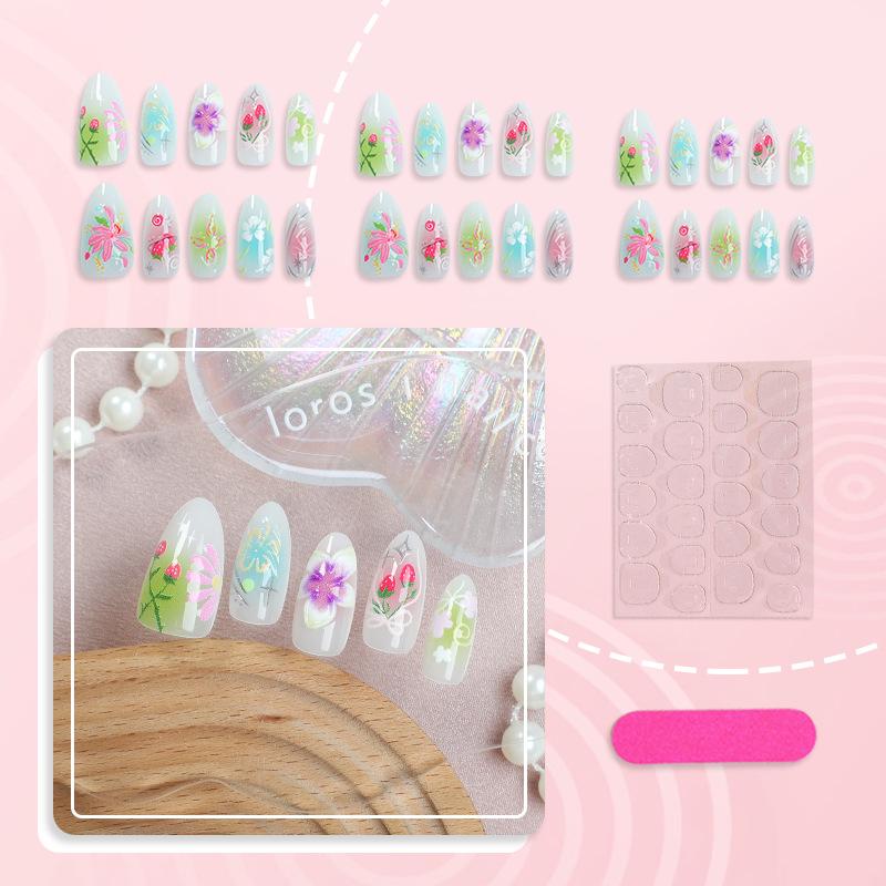 30 pieces of small fresh 3D three-dimensional point diamond wearing nail boutique strawberry flower almond nail art