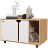 Litter Box Furniture Cat Litter House On Legs 2 In 1 Doors Scandinavian Style 80 X 48 X 48 Cm Natural and White