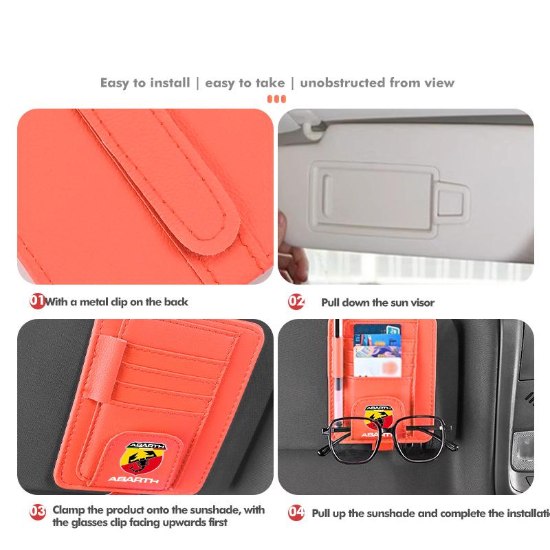 Car Sun Visor Sunglasses Clip Credit Card Pen Storage Holder For Abarth FR FIAT 500 595 695 124 Bravo Linea Siena Panda