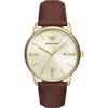 Minimalist Gold Brown Leather Men's Quartz AR11610 Watch