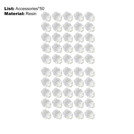 50Pcs/Set Nail Ornament Flower Shape Long Lasting 3D Effect Resin Camellia Aurora White