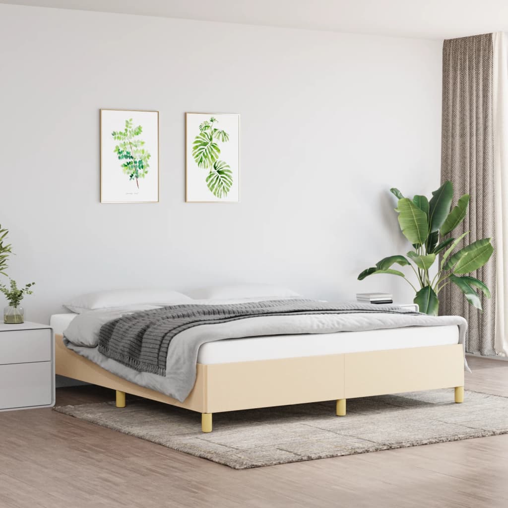 Vidaxl Rama Łóżka Bez Materaca, Kremowa, 160X200 Cm, Obita Tkaniną