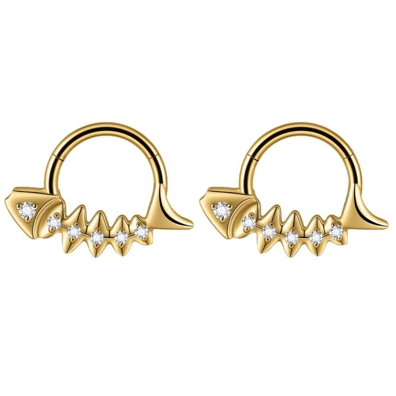 Pack of 2 Unique Geometric Shape Nose Rings Body Piercing Jewelry Seamless Design Metal Texture Polished Finish