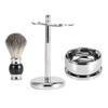Profesionální pánský stojan na holicí nástroje   Štětec z umělých jezevčích štětin   Slitinová miska na mýdlo Sada