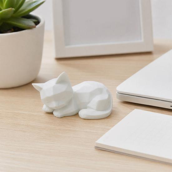 3D Printed Sleeping Cat Figurines Geometric Cat Statue Minimalist Cute Cat Art Crafts