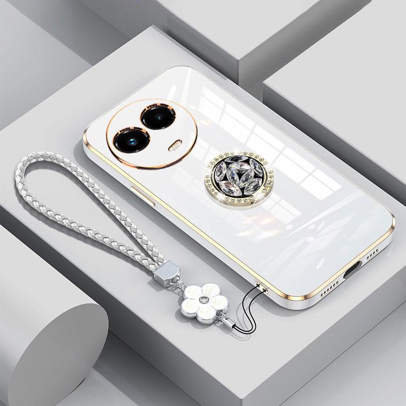 Realme 11 5G Case Luxury Diamond Ring Cover For OPPO Realme 11X 6.72'' A17 A96 Phone Case With Lanyard Plating Case Realme11