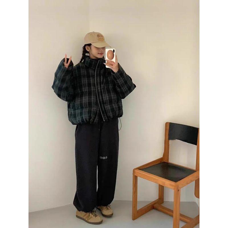 Egg South Korea Letters Floral Print Casual Jumpsuit Women's Fashion All-Matching Jogger Pants Fleece-lined Casual Sweatpants Women's Fashion Pants