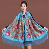 Russian Style Luxury Floral Printed Women Scarf Ethnic Fringed Shawl Babushka Hijab Head Wraps Lady Travel Sunshade Scarves