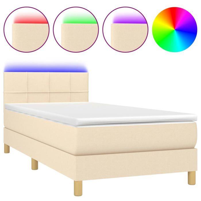 Maison Exclusive - Sommier à lattes de lit avec matelas LED Crème 80x200 cm Tissu