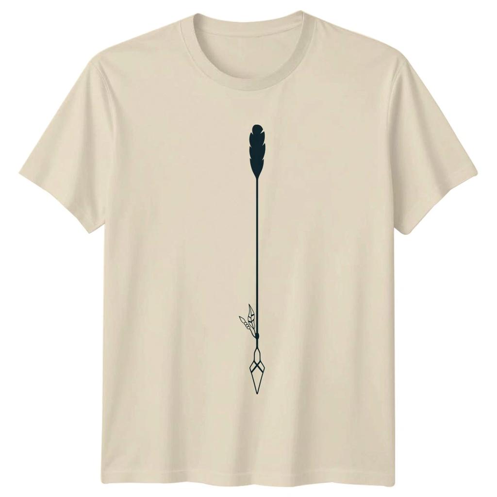 Stylized Feather Arrow Minimalist Geometric T-Shirt Boho Style Abstract