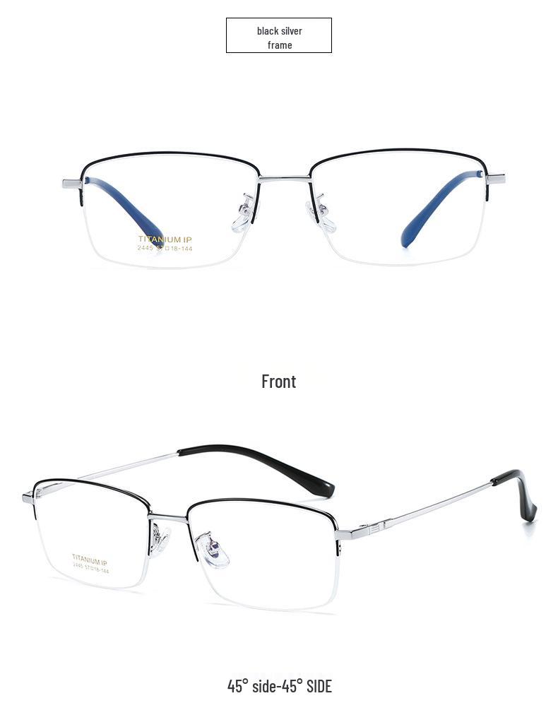 2024 Ultra-light Fashionable Square Semi-rim Titanium Blue Light Blocking Myopia Glasses
