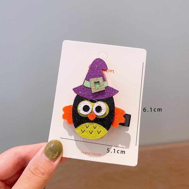 Halloween Children's Hair Accessories, Pumpkin Ghost, Funny Handmade Hair Clips, Black Bat Bow, Girl Party Hair Clips