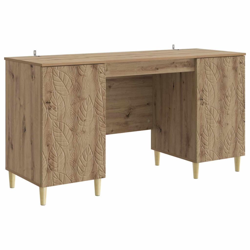 Artisan Oak Desk Particleboard Top with Eucalyptus Legs 142.5 x 50 x 75 cm