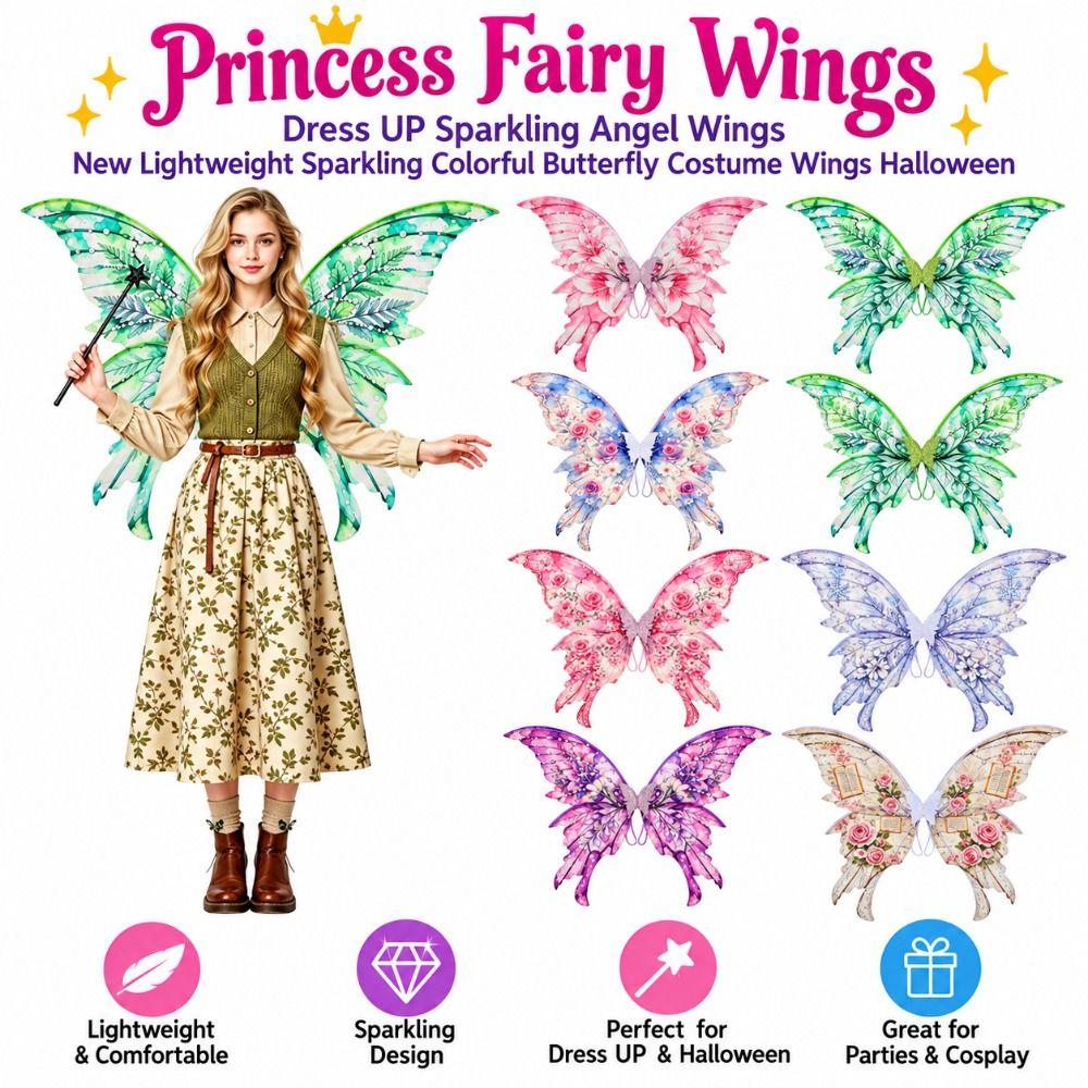 Lightweight Sparkling Angel Wings Dress UP Butterfly Costume Wings Costume Party