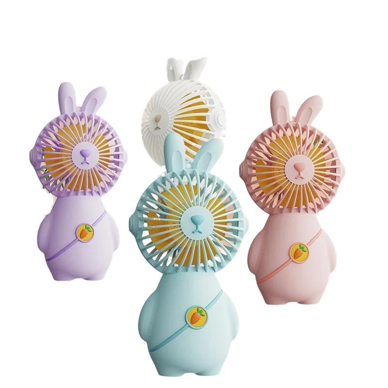 2024 hot creative cute bunny fan USB charging outdoor convenient mini fan with strong wind power