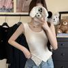 #Autumn and Winter New Polished Wide Strap Vest Inner Slim and Thin Irregular Hem Fixed Cup Short