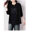 DIMANAF 2025 Plus Size Women Hoodies Shirts Autumn T-shirt Long Sleeve Loose Casual Tops Tees Black