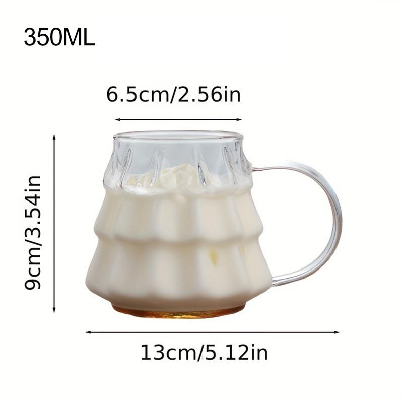 350ML Christmas Tree Mug Heat-Resistant Glass Cup with Handle Coffee Mug Drinking Cup Xmas Gift Creative Christmas Glass Cup