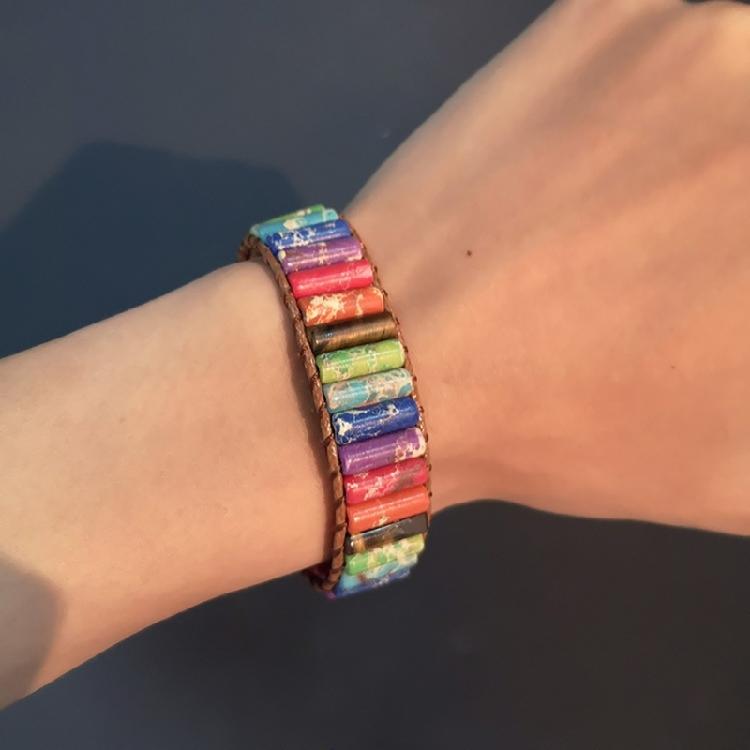 Stone Wrap Leather Bracelets Vintage 2 Strands Multilayer Woven for Women Men