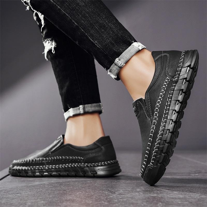 Fashion Outdoor Office Shoes Luxury Brand Loafers Simple Men Wedding Dress Flats Men Casual Leather Shoes Comfortable Male Office Shoes