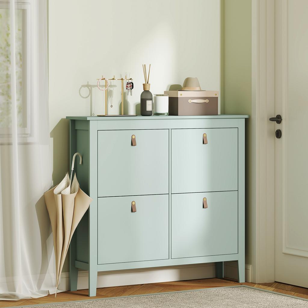Modern Four-Drawer Shoe Cabinet - Green