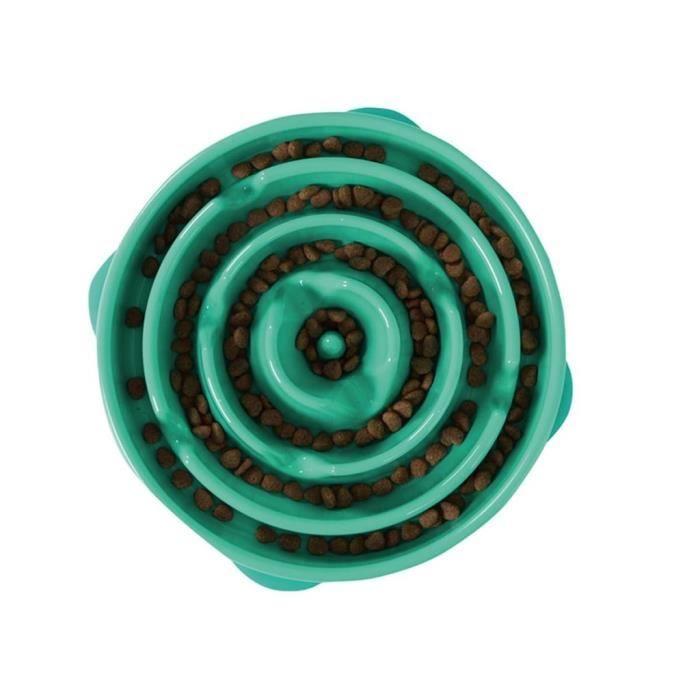 Mangeoire lente pour chiens - outward hound - slo bowl - couleur sarcelle - lot de 2 - plastique