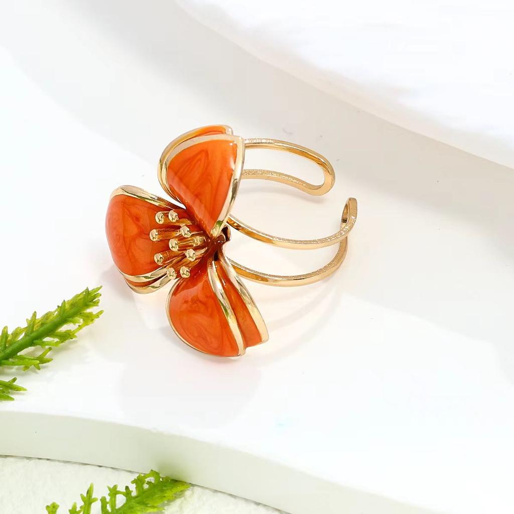 Luxury oil dripping flower bracelet ring set sweet temperament high-end light luxury jewelry