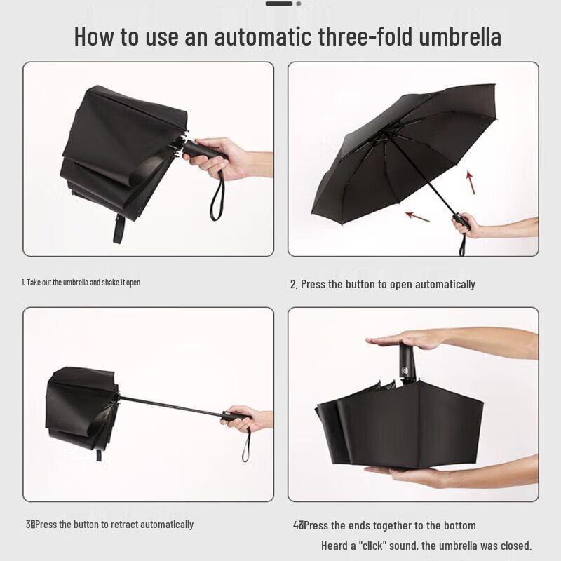 Automatic Three-Fold Sun and Rain Umbrella