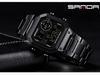 Sanda Men's Waterproof Multifunctional Digital Watch - Small Square, Steel Band