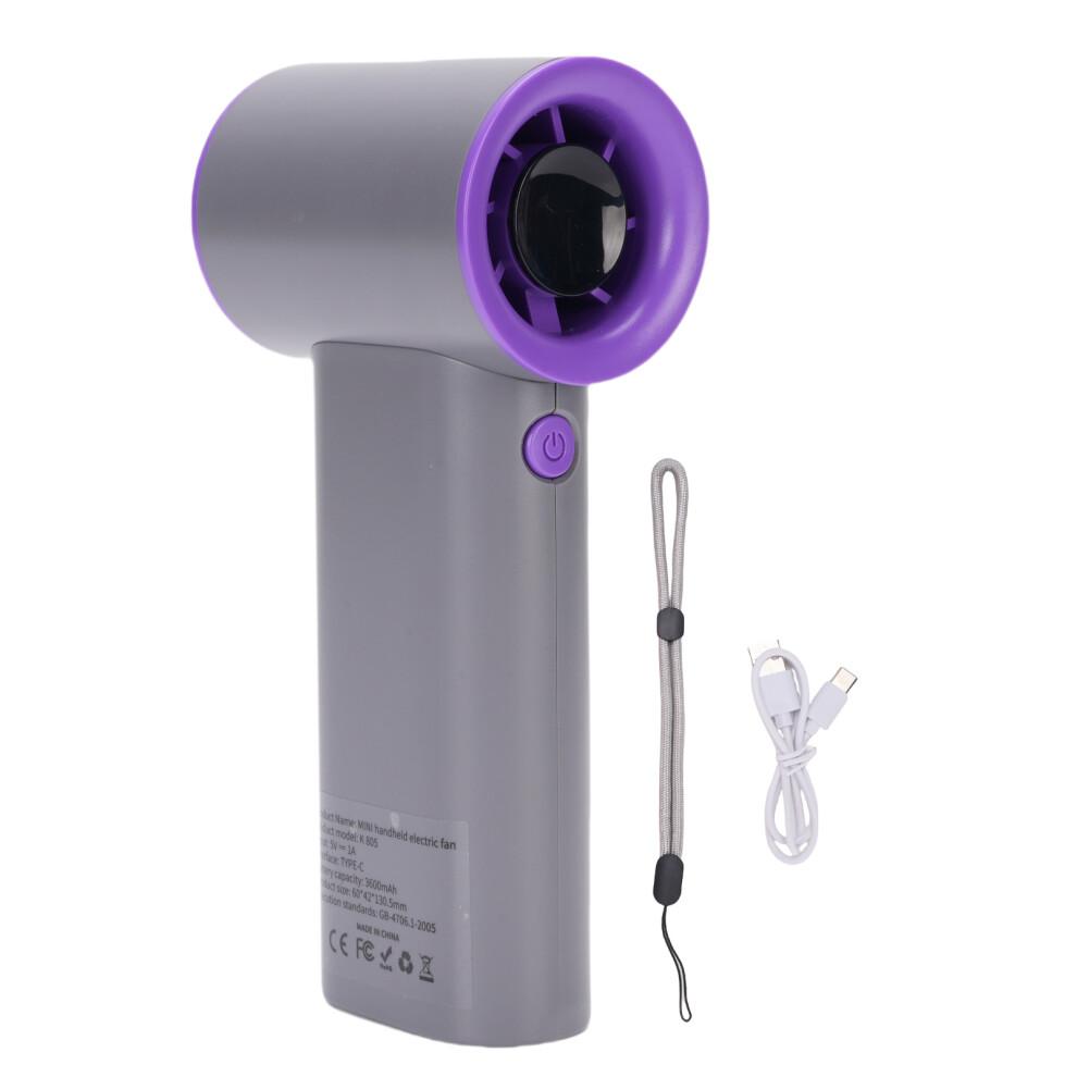 Portable Handheld Fan, Gray, 3600mAh, USB Rechargeable, Quiet & Adjustable